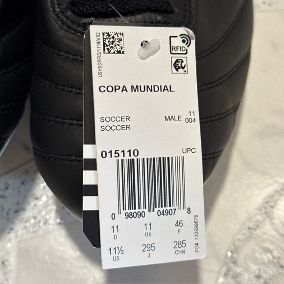 New Adidas Copa Mundial Leather Soccer Cleats Black White Men’s Sizes 015110 - Picture 7 of 14